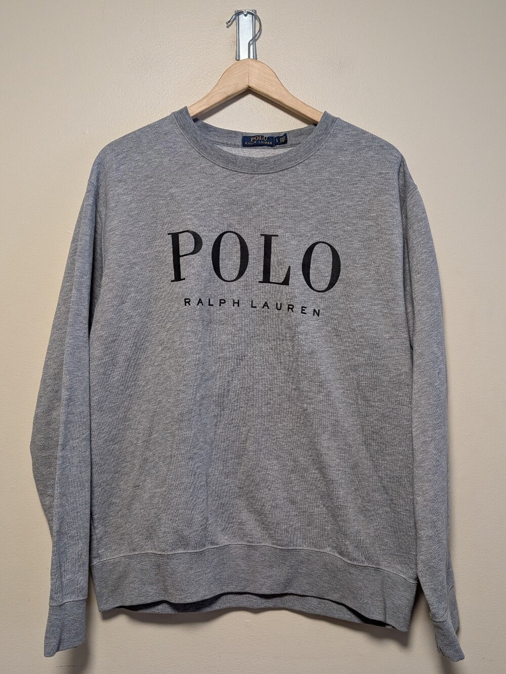 Polo Ralph Lauren Gray Logo Crewneck Sweatshirt Size L Classic Preppy